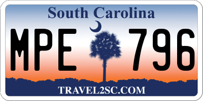 SC license plate MPE796