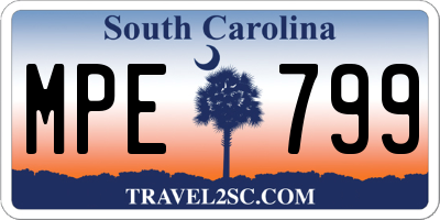 SC license plate MPE799