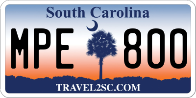SC license plate MPE800