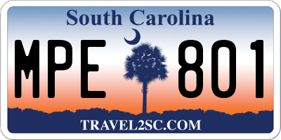 SC license plate MPE801