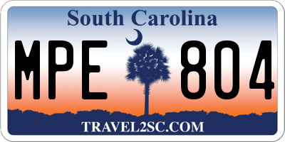 SC license plate MPE804