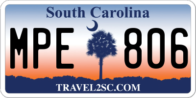 SC license plate MPE806