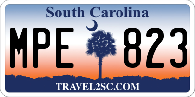 SC license plate MPE823