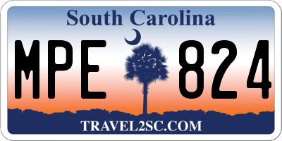 SC license plate MPE824