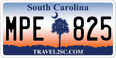 SC license plate MPE825
