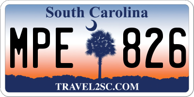 SC license plate MPE826
