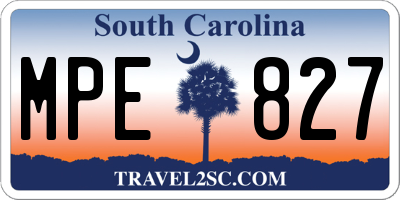 SC license plate MPE827