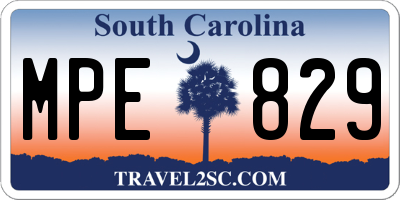 SC license plate MPE829