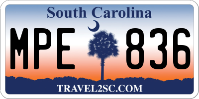 SC license plate MPE836