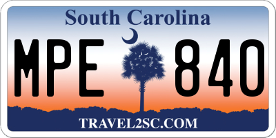 SC license plate MPE840