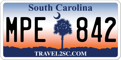 SC license plate MPE842