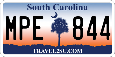 SC license plate MPE844