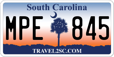 SC license plate MPE845