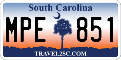 SC license plate MPE851