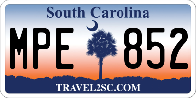 SC license plate MPE852