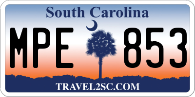 SC license plate MPE853