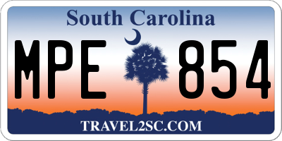 SC license plate MPE854