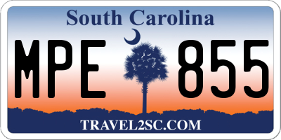 SC license plate MPE855