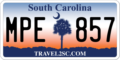 SC license plate MPE857
