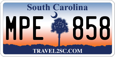 SC license plate MPE858