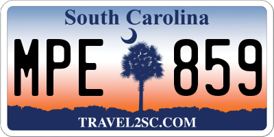 SC license plate MPE859