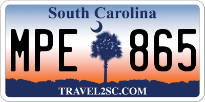 SC license plate MPE865