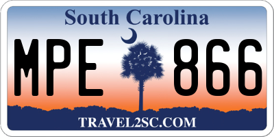 SC license plate MPE866