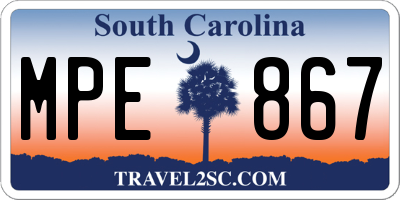 SC license plate MPE867