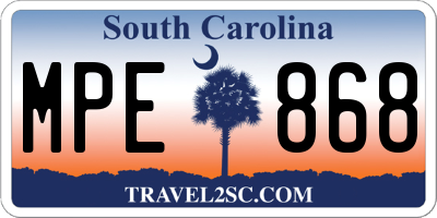 SC license plate MPE868