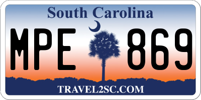 SC license plate MPE869
