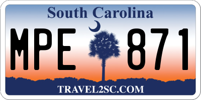 SC license plate MPE871