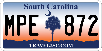 SC license plate MPE872