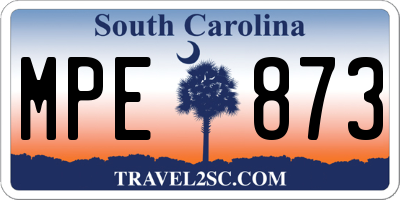 SC license plate MPE873