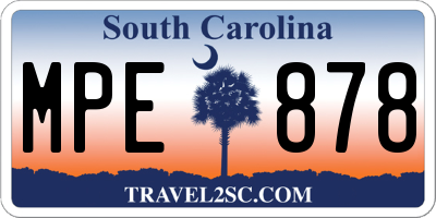 SC license plate MPE878