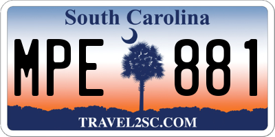 SC license plate MPE881