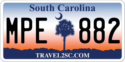 SC license plate MPE882