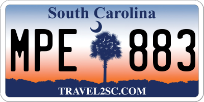 SC license plate MPE883