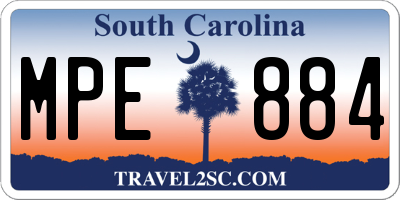 SC license plate MPE884