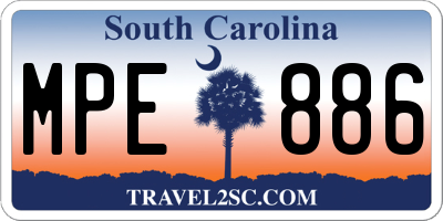 SC license plate MPE886