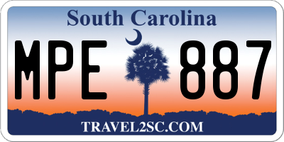 SC license plate MPE887
