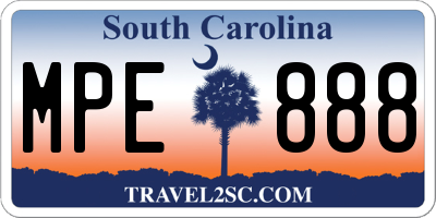 SC license plate MPE888