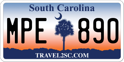 SC license plate MPE890