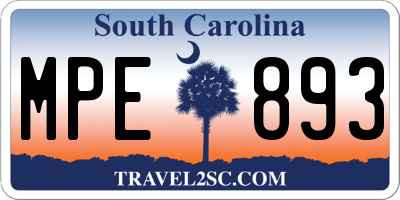 SC license plate MPE893