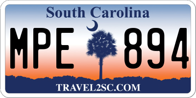 SC license plate MPE894