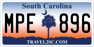 SC license plate MPE896