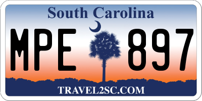 SC license plate MPE897