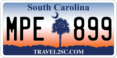 SC license plate MPE899