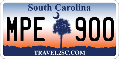 SC license plate MPE900