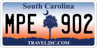 SC license plate MPE902