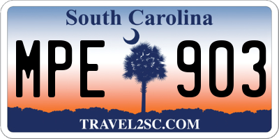 SC license plate MPE903